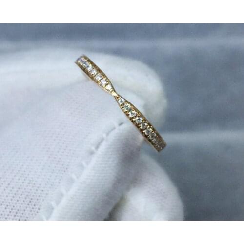 18k Yellow Gold Tail ring DF Color Moissanite jewelry wedding Engagement Eternity ring Anniversary ring