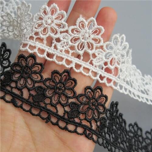 5 yard Black and White Flower Embroidered Lace Ribbon Applique Fabric Handmade DIY Clothes Sewing Craft Lace Trim Decoration