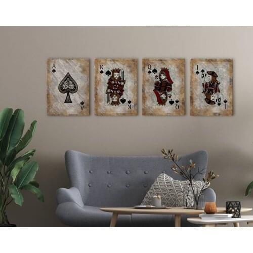BK Home Playing Cards design 4'lü Canvas table 50x70cm-1