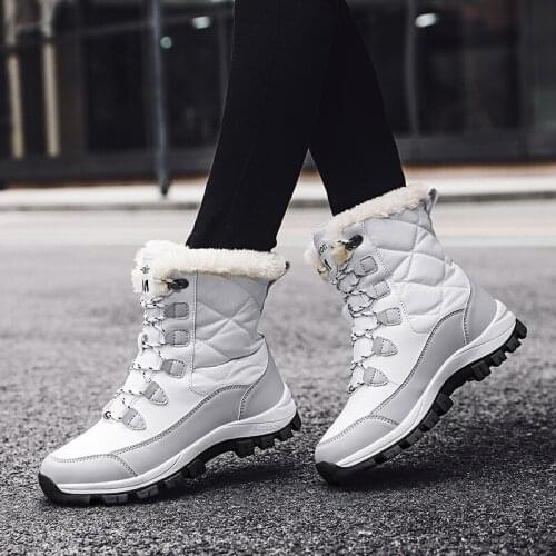 TYDZSMT Ankle Boots Women Winter Shoes Keep Warm Non-slip Black Snow Boots Ladies Lace-up Plus Size 41 Boots Chaussures Femme
