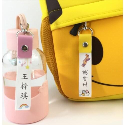 12Pcs Kids Handwritten Customizable ID Labels Keychain for Identification for Child Bags Clothing and All Personal Items