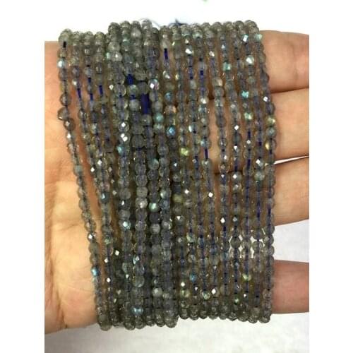 Natural Blue Labradorite Micro Faceted Beads 2mm 3mm 4mm Faceted Gem Spacer Beads,Small Tiny Beads for jewelry,1string of 15.5"