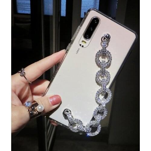 Women Bling Rhinestone Diamond Bracelet Chain Case For Huawei P40 P30 P20 Plus Lite Honor 9i 10 V9 V10 V20 Mate 20 Pro Case Soft
