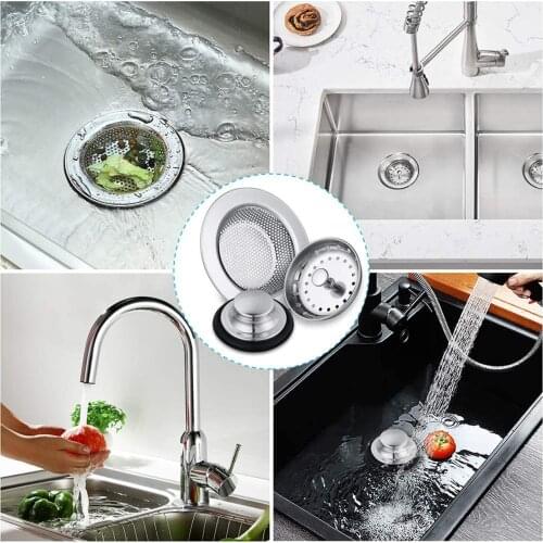 2Pcs Stainless Steel Kitchen Sink Plug Filter Water Draining Prevent Blockage Sink Tank Full Hole Accessories