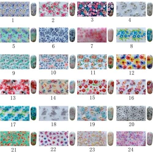 4CM*1M Nail Art Flower Series Transfer Foil Different Kind of Flower Foil 68 designs 1-24