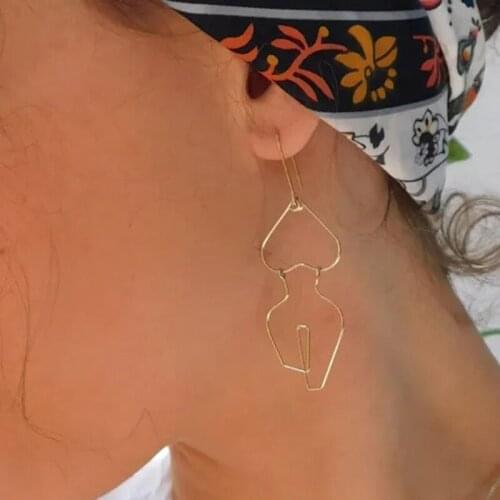 GSOLD Trendy Abstract Body Contour Drop Earring Geometric Metal Simple Unique Line Body Exaggerated Earring Women Jewelry