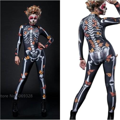 Halloween Skeleton Butterfly Sexy Women Spooky Devil Ghost Jumpsuit Party Carnival Performance Scary Costume Kid Baby Girl Fancy