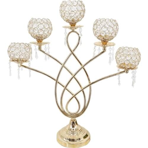 Crystal Candle Holders，5 Arms Candelabras Decorative Centerpieces for Coffee Table Living Room Table Decorative Centerpieces