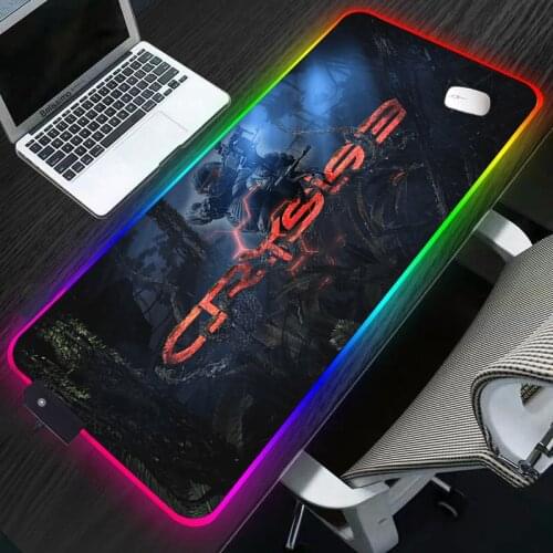 Crysis 3 Gaming Mouse Pad Mousepad Large XL Keyboard Mouse Mat for Laptop LED Lighting Play Mat Anti slip Carpet Desk pad anime
