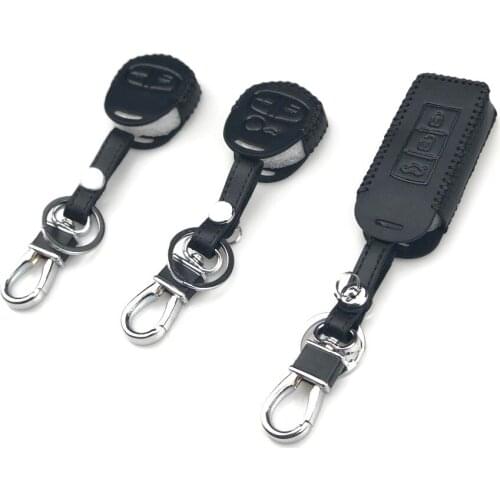 Leather Remote Key Case Shell Keychain For Mitsubishi ASX Outlander Lancer Colt Evolution Pajero Eclipse Cross Grandis Zinger