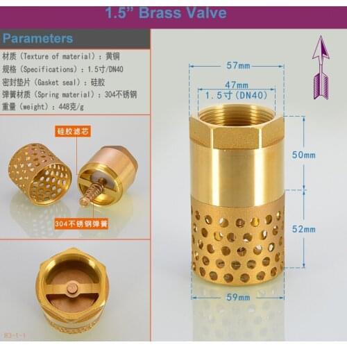 1-1/2" Brass Check Valve with Strainer Filter BSP Female Thread Stop Valve Brass Free Shipping