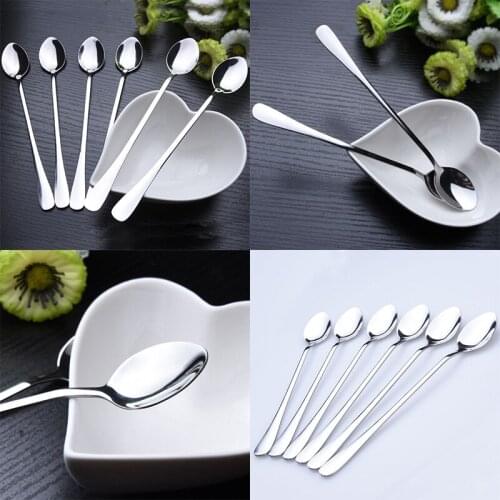 Stainless Steel Ice Cream Spoon Cocktail Teaspoons Coffee Soup Tea Spoons DIY Kitchen Table Tools