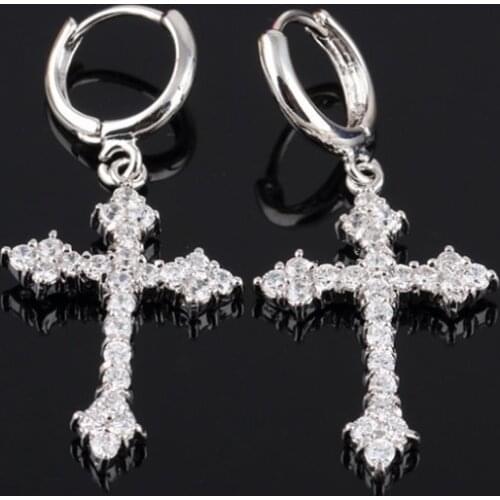 Men and Women Fashion Punk Inlaid Zircon Pendant Earrings Cross Earrings Birthday Gifts Christmas Gifts New Earrings