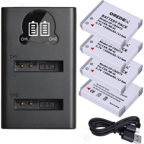 1300mAh Battery and Charger Kit for Canon NB-6L, NB-6LH for Canon PowerShot SX170 IS, SX710, sx700, SX270 HS, Sx530 Sx600 hs