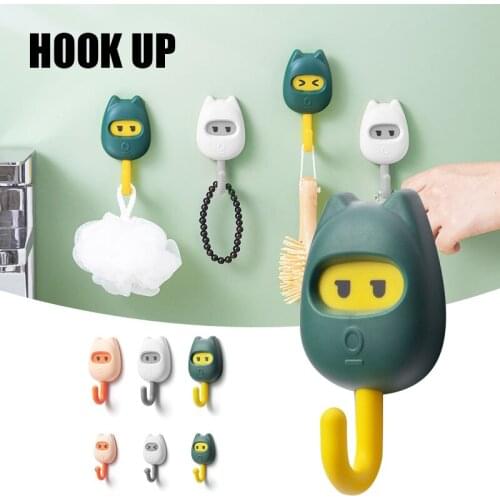 New Cartoon Cat Shape Seamless Hook Strong Adhesive Punch-free Cute Innovative Home Decoration Wall Hooks for Living Room Door