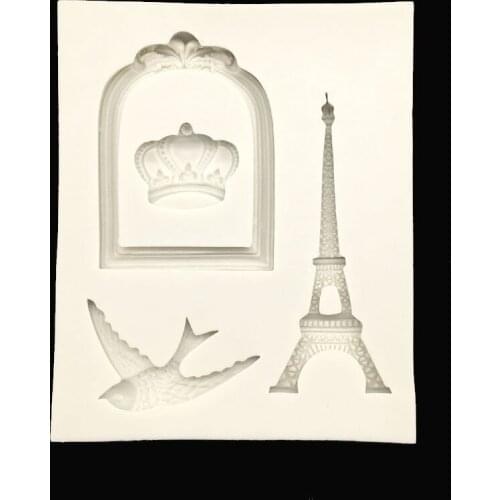 Wholesale 10 Pcs/lot Eiffel Tower Bird Shapes Silicone Sugarcraft Mold Fondant Cake Decorating Tools Bakeware
