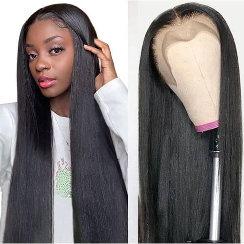 Fashion Leader Straight Lace Front Human Hair Wigs 13X4 Lace Frontal Wig Brazilian Straight 4X4 Lace Closure Wig Remy Hair Wig