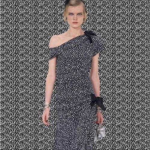 Polyester chiffon fabric custom French brand designer series small floral pattern fabric for skirt and pants clothes sewing