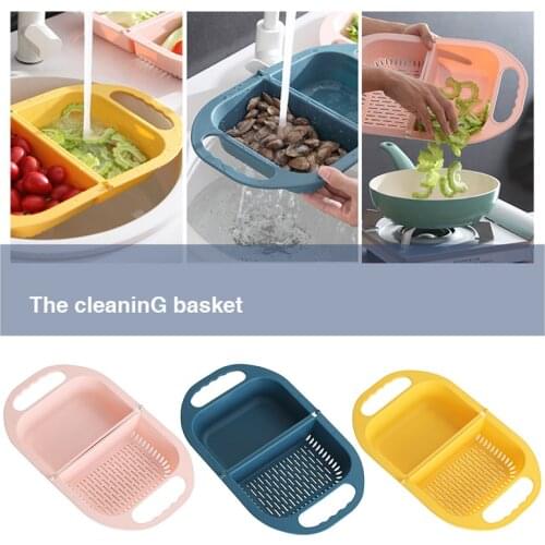 Foldable Fruit Vegetable Washing Basket Strainer Portabl Silicone Colander Collapsible Drainer With Handle Kitchen Tool Strainer