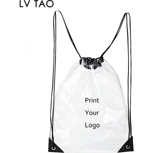 Clear Drawstring Bag Waterproof PVC Stadium Drawstring Backpack Shoes Clothes Backpacks Portable Sports Bag Accept Custom Logo