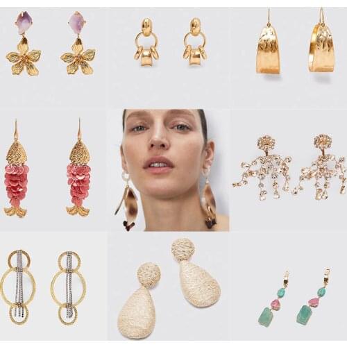 Europe and the exaggerated long acrylic tassel earrings earrings stone pendant jewelry