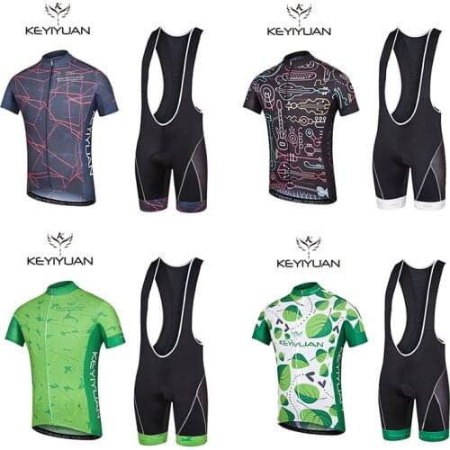 KEYIYUAN Cycling clothes suit Men summer sunscreen short sleeve mountain bike bike shirt breathable shirt riding clothing silico