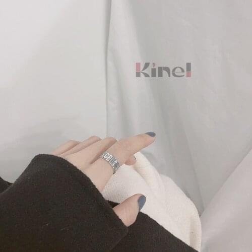 Kinel Vintage English Alphabet Ring Punk Hiphop/Rock Adjustable Size 925 Sterling Silver Rings for Women Men Fine Jewelry