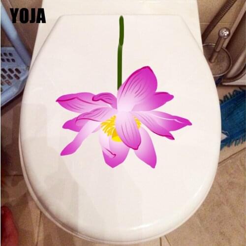 YOJA 20X22.5CM Classical Pink Lotus Toilet Seat Stickers Home Bedroom Wall Decor Cartoon Decal T1-1719