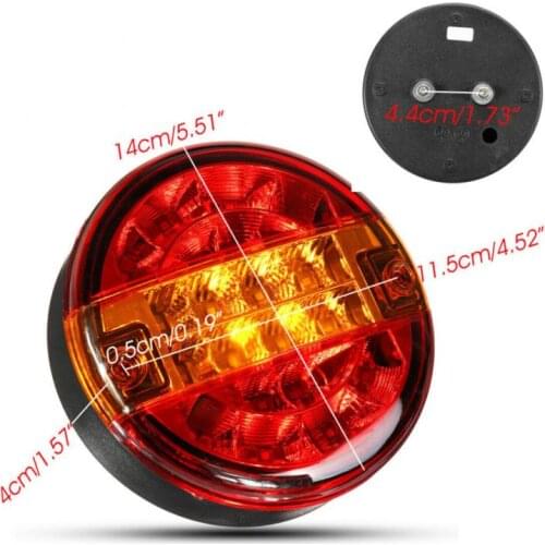 Universal 12V 24V 20-LED Tail Light Rear Brake Light Turn Signal Lamp Round Hamburger Lamps For Car Lorry Truck Van Trailer