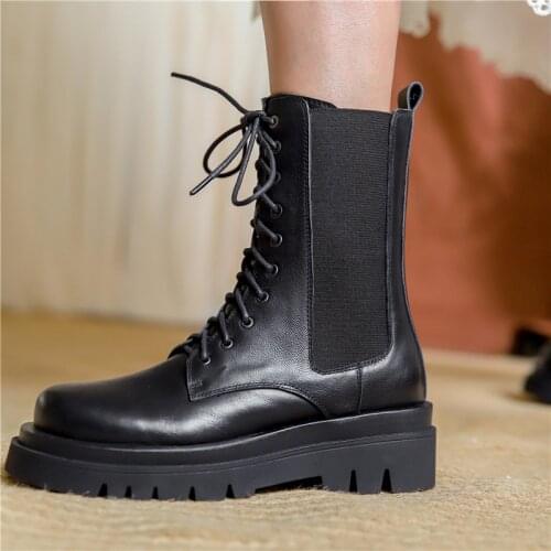 QZYERAI Womens Motorcycle Boots Genuine Leather Ankle Boots New Fashion Hot Sell Boots Winter High Quality Boots