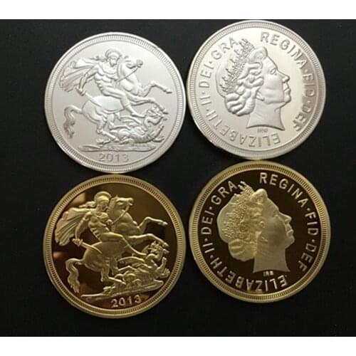 10 pcs ( 5 silver+5 gold ) the knight Saint George kills dragon on horse Elizabeth 2013 silver gold plated souvenir coins