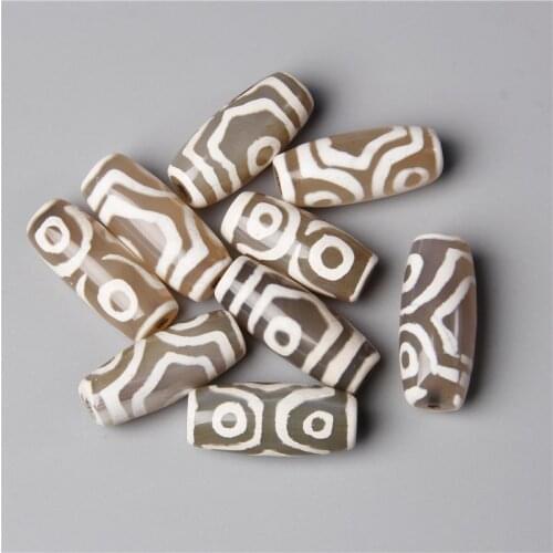 14-31mm 2pcs Oval White Gray Ivory Color Amulet Totems Tibetan Dzi Beads Loose Spacer Beads Pendant for Necklace Bracelet DIY