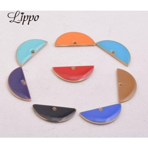 30pcs 8*18mm Half Round Charm Copper Enamel Double Faced Charms Diy Earring Findings