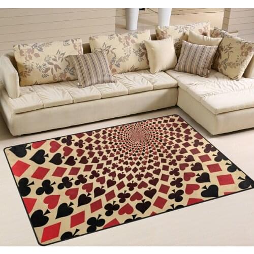 3D Poker Playing Card Vortex Illusion Carpet For Living Room Area Rug Non-slip Floor Mat Abstract Geometric Entrance Doormat