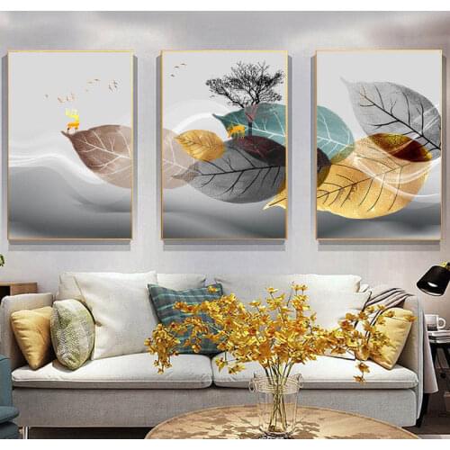 Abstract Black And White Plant Poster Canvas Print Leaves Wall Art Picture Modern Minimalist Living Room Decorative Painting