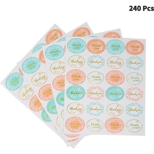 Big flower thank you stickers seal labels for Christmas Sticker for envelope and package handmade seal labels sticker stationery