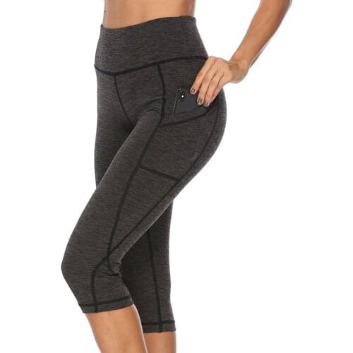 JGS1996 High Waist Yoga Capri Pants With Pocket Yoga Pants Tummy Control Workout Running 4 Way Stretch Yoga Leggings