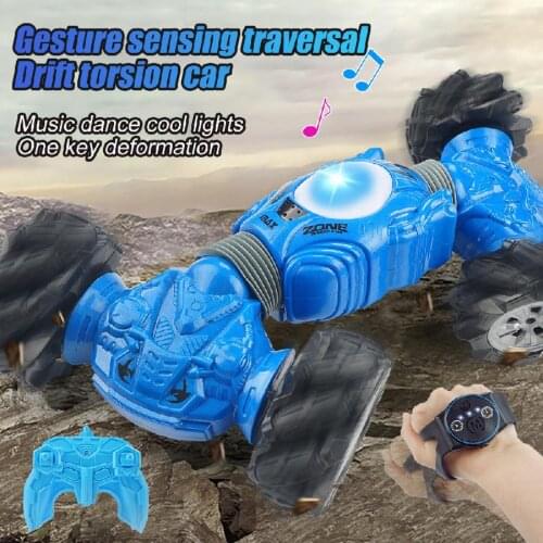 Watch Induction Twisting Car Gestures Dual Remote Control One Key Deformation Drifting Off-road Vehicle Children Boy Toy