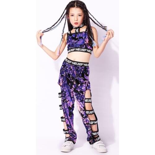 Children Jazz Dance Costumes Sequins Girls Street Dance Show Clothes Kids Hip Hop Stage Dancing Suits Jazz dance dress for girls