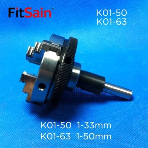 FitSain-chuck shank diameter 8mm/10mm three-jaw self-centering hand tight K01-50/K01-63 3-jaw Three-jaw lathe chuck