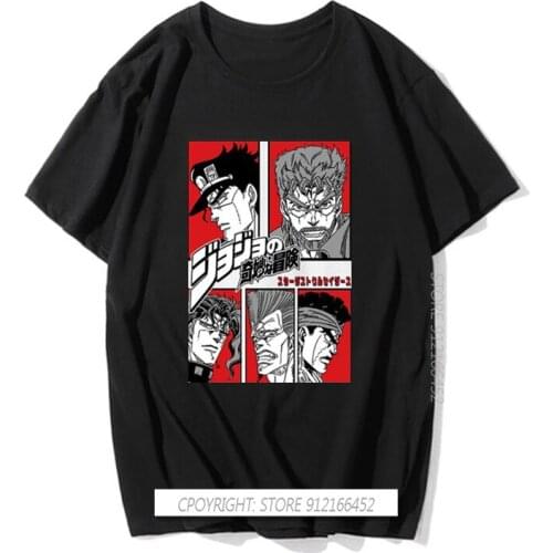 Fashion O-Neck Tshirt Male Natural 100% Cotton Shirt Jojo Bizzare Adventure Crusader Comic Wear Adult T-Shirt