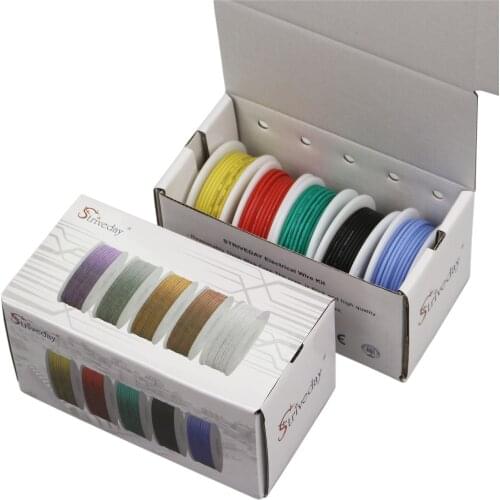20AWG 30m flexible silicone wire 5 color mixing box 1 package wire and cable tinned copper wire stranding wire DIY