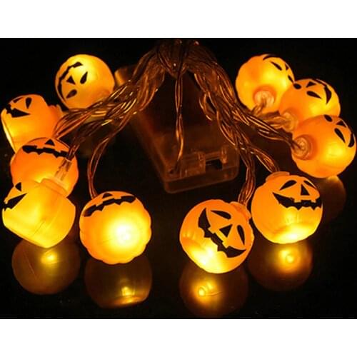 10LED Halloween Pumpkin Spider Bat Skull String Lights Lamp DIY Hanging Horror Halloween Decoration For Home Party Supplies