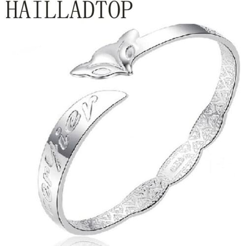 Fine Silver Fox Bangle Bracelet Female Models Korea Version Jewelry Silver Jewelry Bracelet Womens Jewelry Kids Jewelry