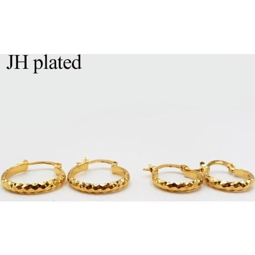 JHplated 2019 fashion 24K smalll Gold Color Earrings for Women/Girls Jewelry Ethiopian Africa,Arabia,Middle East Best Gifts
