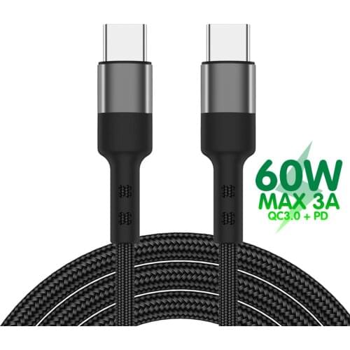 USB Type C To Type C Cable PD Charger 60W USB C Cable 1M 2M Dual Type-C Quick Charge Cord For Phone Laptop Power Tipo C Wires