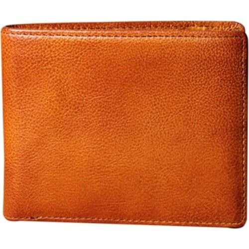 Handmade Retro Leather Mens Wallet Simple First Layer Cowhide Soft Thin Mens Wallet Multi-Card Male Bag