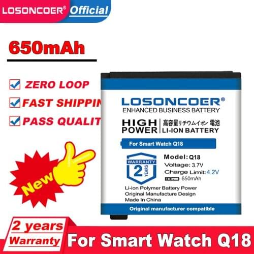 LOSONCOER 100% Brand New 3.7V 650mAh Rechargeable Li-ion Polymer Battery For Smart Watch Q18 robot Lithium Batteries