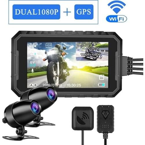 Motorcycle Camera HD 1080P Dual Lens Motorbike Bike Video Recorder Waterproof Night Vision GPS Wifi Dash Cam