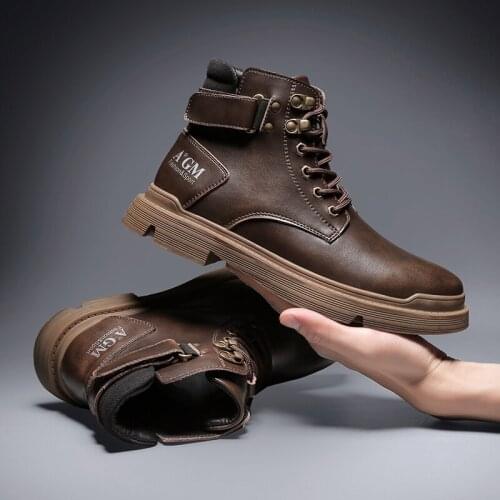 Men Shoes Winter Boot American Style Vintage Fashion Shoes Man Martin Boots Classic Lace-up Solid Motocross Boots Ankle Boots